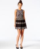 Bar Iii Striped Tweed Fit & Flare Dress, Only At Macy's