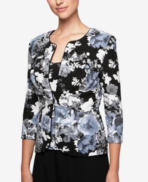 Alex Evenings Glitter Floral-print Jacket & Shell