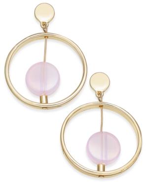 Inc International Concept Gold-tone Resin Stone Gypsy Hoop Earrings, Created For Macy's