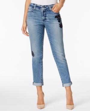 Nydj Jessica Tummy-control Embroidered Boyfriend Jeans