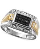 Men's Diamond Ring (3/8 Ct. T.w.) In 10k White Gold With 10k Gold Accents