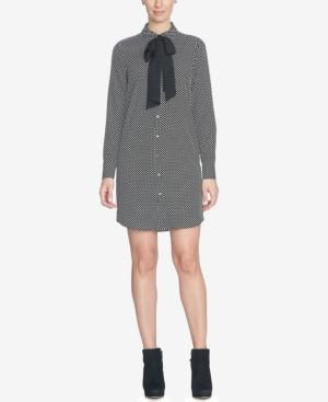 Cece Dot-print Tie-neck Shirtdress