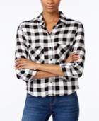 Polly & Esther Juniors' Cropped Plaid Shirt