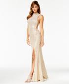 City Studios Juniors' Sequined A-line Gown