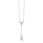 Unwritten Bridesmaid Collection Freshwater Pearl And Cubic Zirconia Y-necklace In Sterling Silver, 16 + 2 Extender