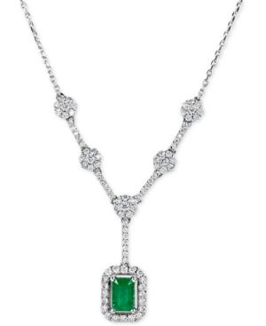 Emerald (5/8 Ct. T.w.) And Diamond (5/8 Ct. T.w.) Lariat Necklace In 14k White Gold