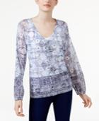 Inc International Concepts Lace-up Peasant Top, Only At Macy's