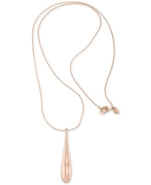 Carolee Rose Gold-tone Teardrop Long Pendant Necklace