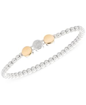Wrapped Diamond Bead Stretch Bracelet (1/10 Ct. T.w.) In Sterling Silver With 14k Gold-plated Accents