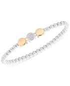 Wrapped Diamond Bead Stretch Bracelet (1/10 Ct. T.w.) In Sterling Silver With 14k Gold-plated Accents