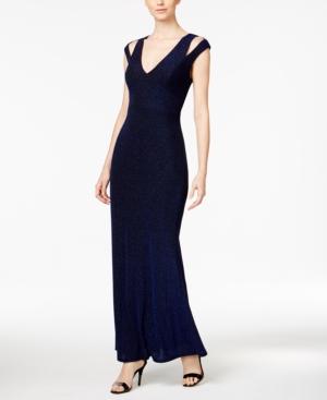 Calvin Klein Glitter Knit Cutout Gown