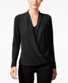 Alfani Mixed-media Surplice Top, Only At Macy's