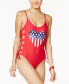 California Waves Heart Lace-up One-piece Swimsuit Women's Swimsuit