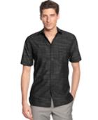Alfani Warren Solid Short Sleeve Textured Shirt
