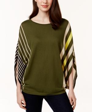 Ny Collection Striped Poncho Top