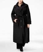 London Fog Plus Size Belted Maxi Raincoat