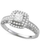 Diamond Double Halo Engagement Ring (7/8 Ct. T.w.) In 14k White Gold