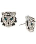 Betsey Johnson Hematite-tone Crystal Tiger Stud Earrings