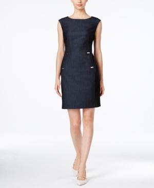 Calvin Klein Embellished Denim Sheath Dress