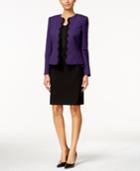 Tahari Asl Jacquard-dot Scallop-edge Skirt Suit