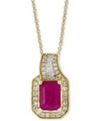 Amore By Effy Certified Ruby (1 Ct. T.w.) & Diamond (1/5 Ct. T.w.) 18 Pendant Necklace In 14k Gold
