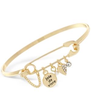 Bcbgeneration Gold-tone Joie De Vivre Safety Pin Charm Bangle Bracelet