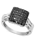 Black Diamond Square Ring In Sterling Silver (1/2 Ct. T.w.)