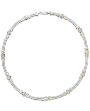 14k Gold And Sterling Silver Necklace, Diamond Accent Cable Necklace