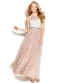 Teeze Me Juniors' Glittered Colorblock Ruffled Gown