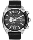 Diesel Men's Chronograph Overflow Black Leather Strap Watch 49mm Dz4341