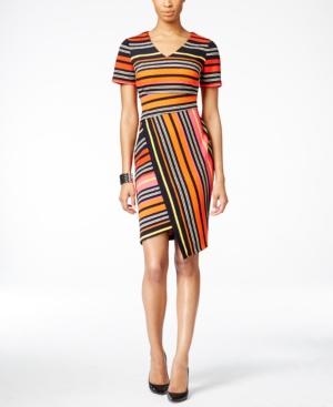 Eci Striped Faux-wrap Dress
