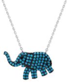 Manufactured Turquoise Elephant Pendant Necklace In Sterling Silver