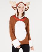 Hooked Up By Iot Juniors' Hooded Reindeer Sweater