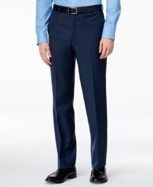 Kenneth Cole New York Navy Solid Slim-fit Pants