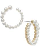 Alfani Gold-tone Imitation Pearl Hoop Earrings, Created For Macy's