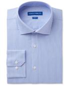 Vince Camuto Men's Slim-fit Comfort Stretch Blue Pinstripe Twill Dress Shirt