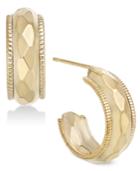 Dimensional Faceted Edged Hoop Earrings In 10k Gold