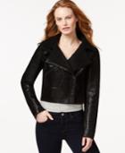 Calvin Klein Jeans Faux-shearling Cropped Moto Jacket