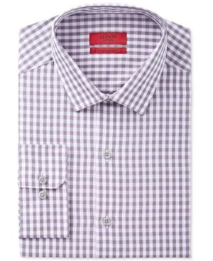 Alfani Men's Fitted Performance Grape Gingham Dress Shirt, Only At Macy's