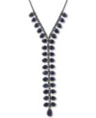 Lucky Brand Hematite-tone Crystal & Blue Stone Lariat Necklace