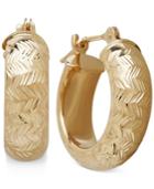 Wide Chevron-design Hoop Earrings In 10k Gold