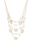M. Haskell For Inc Gold-tone White Bead Multi-layer Illusion Necklace, Only At Macy's