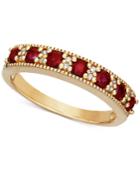 Certified Ruby (3/4 Ct. T.w.) & Diamond Accent Milgrain Band In 14k Gold