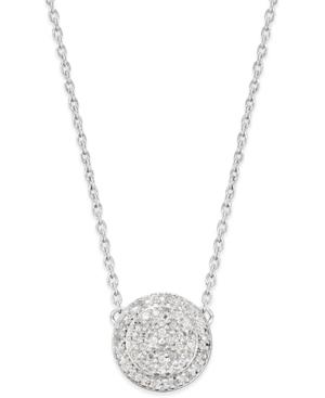 Diamond Pave' Cluster Disc Pendant Necklace (1/5 Ct. T.w.) In Sterling Silver