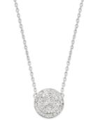 Diamond Pave' Cluster Disc Pendant Necklace (1/5 Ct. T.w.) In Sterling Silver