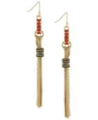 Bcbgeneration Gold-tone Beaded Chain Linear Drop Earrings