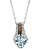 Le Vian Chocolatier Aquamarine (1-3/8 Ct. T.w.) And Diamond (1/8 Ct. T.w.) Pendant Necklace In 14k White Gold
