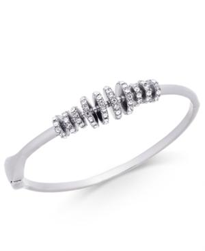 I.n.c. Silver-tone Pave Rondelle Bead Bangle Bracelet, Created For Macy's