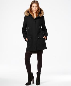 Vince Camuto Faux-fur-trim Hooded Walker Coat