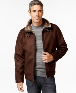 Calvin Klein Faux Suede Jacket With Faux Fur Collar